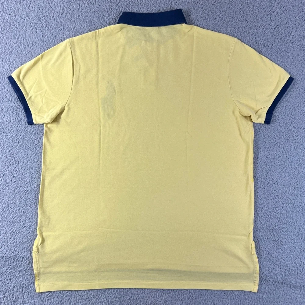 Polo Ralph Lauren Polo Shirt Mens XL Yellow Navy Big Pony Custom Fit Vintage NWT